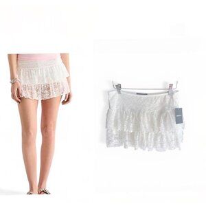 Forever 21 Skirt Skort White Lace Tiered Ruffle Mini Women's Size Medium New
